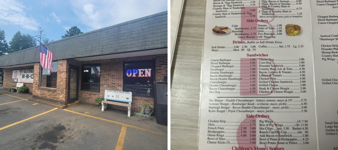 Troutmans Barbecue Menu